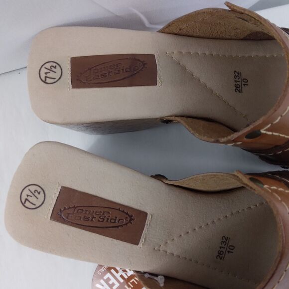 Vintage Y2K Lower East Side Patchwork Leather Platform Chunky Wedge Sandals 7.5 - Picture 3 of 10